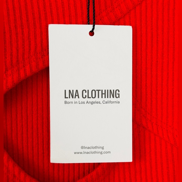 LNA - CORI LONG SLEEVE RIBBED SWEATER PEEKABOO CHEST CUFF WRISTS TOMATO RED 1X - Picture 9 of 11